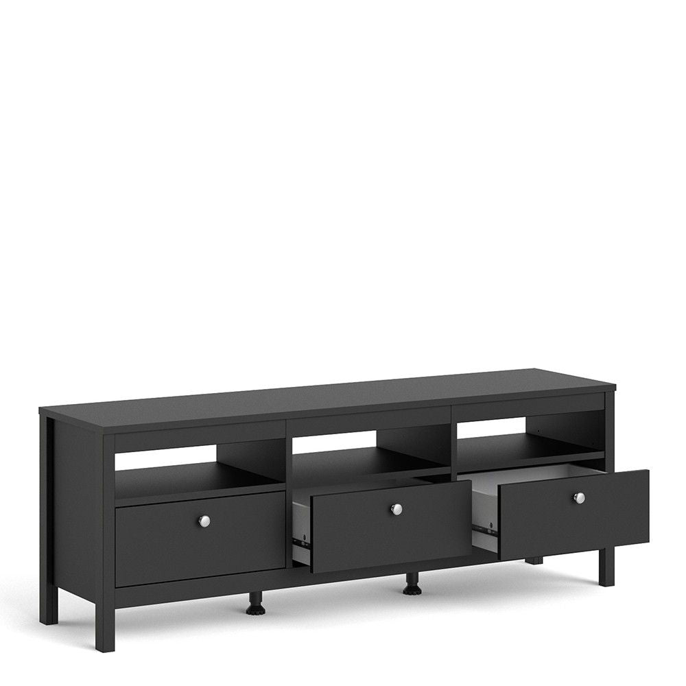 Matt Black 3 Drawer TV Unit