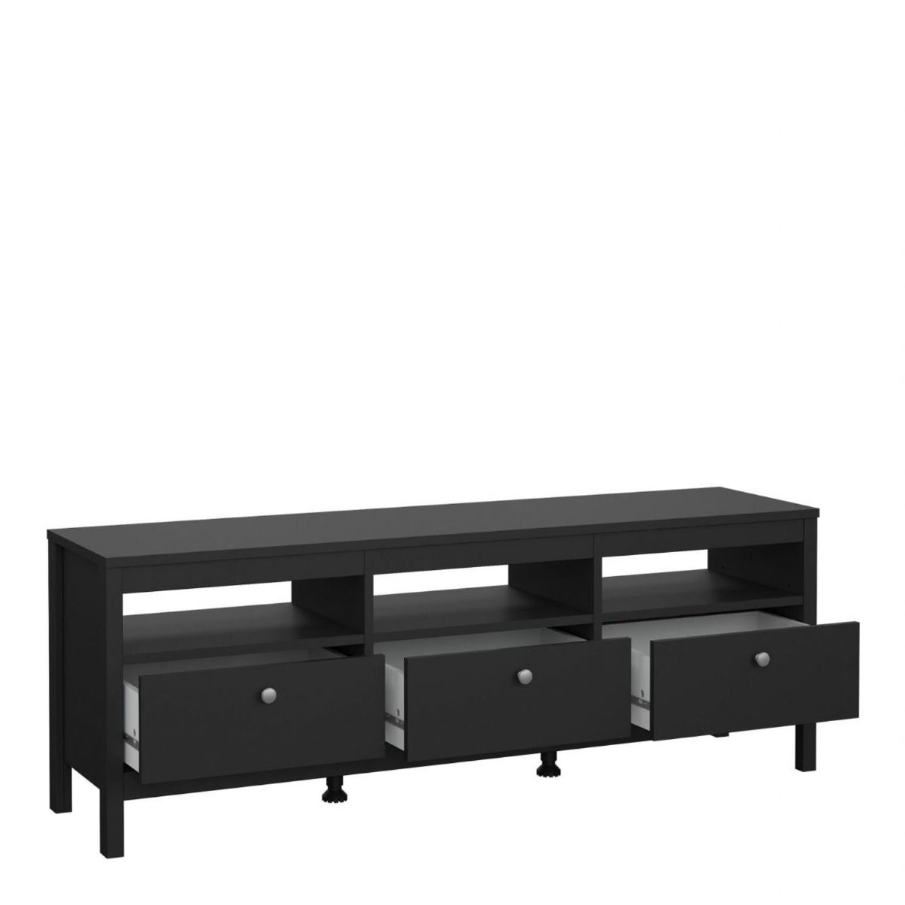 Matt Black 3 Drawer TV Unit