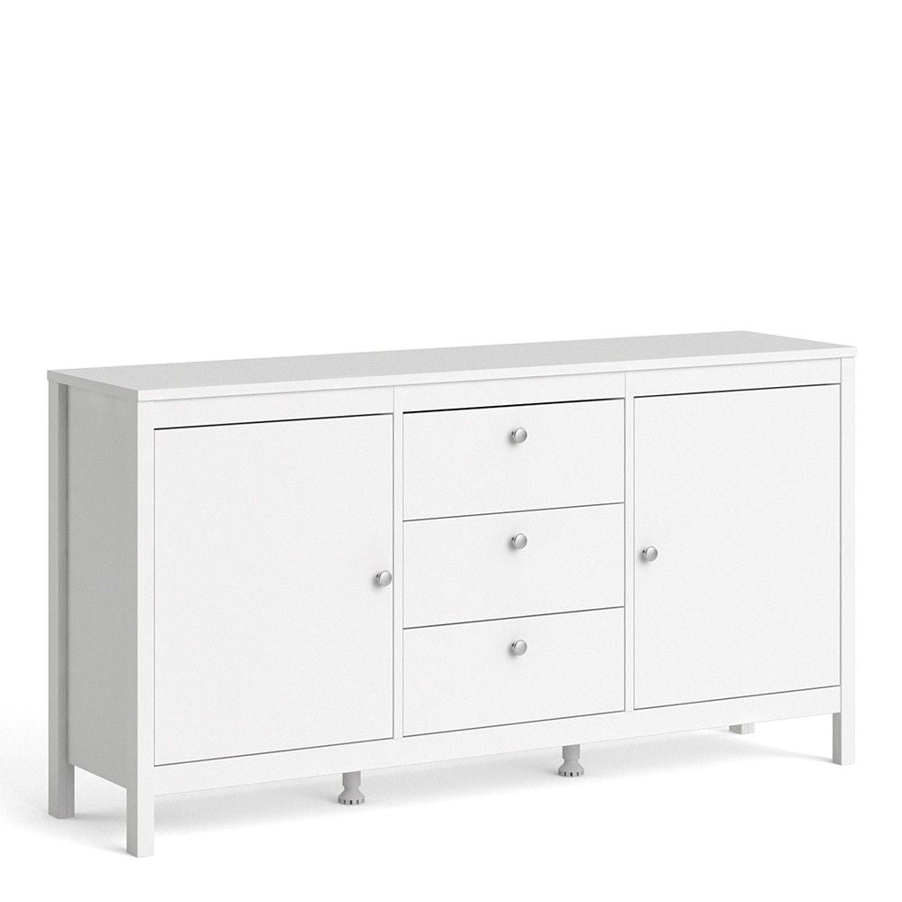 Modern Wide White 2 Door 3 Drawer Sideboard