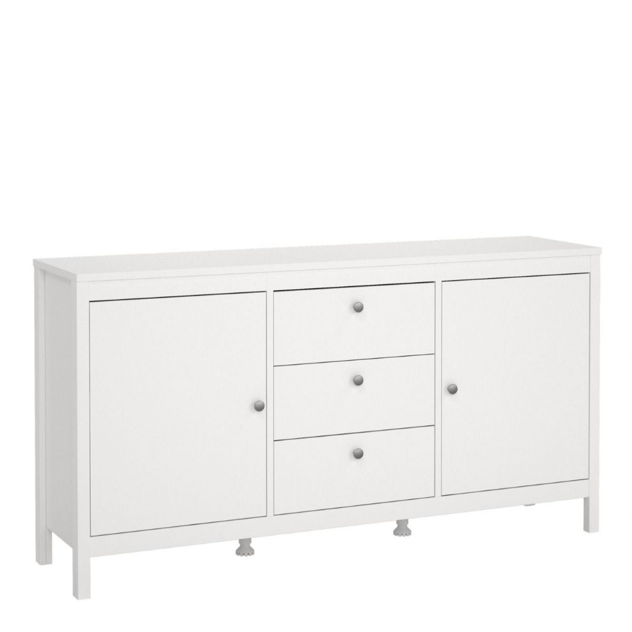 Modern Wide White 2 Door 3 Drawer Sideboard