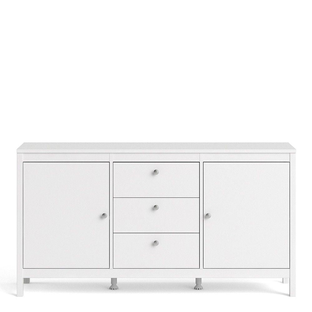 Modern Wide White 2 Door 3 Drawer Sideboard