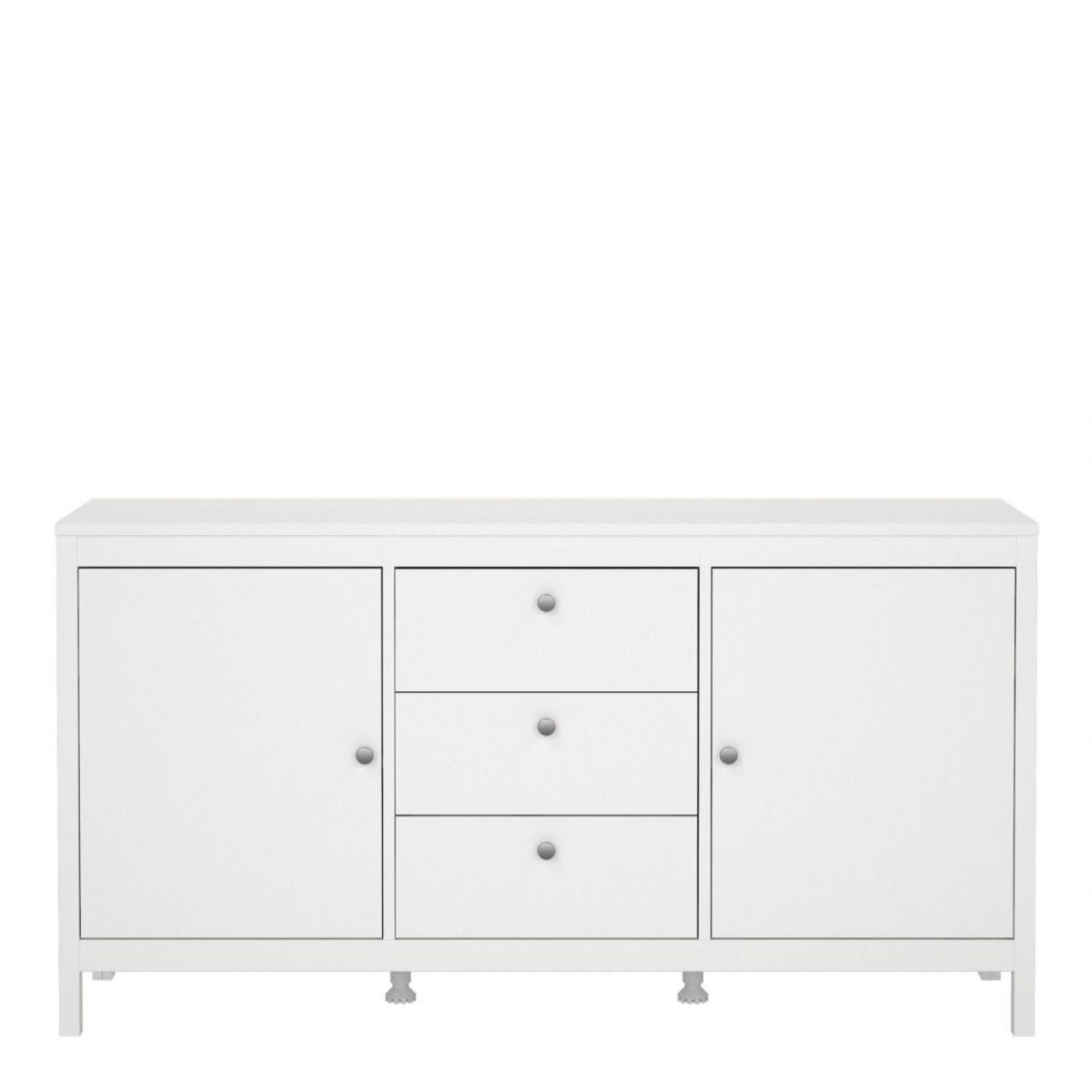 Modern Wide White 2 Door 3 Drawer Sideboard