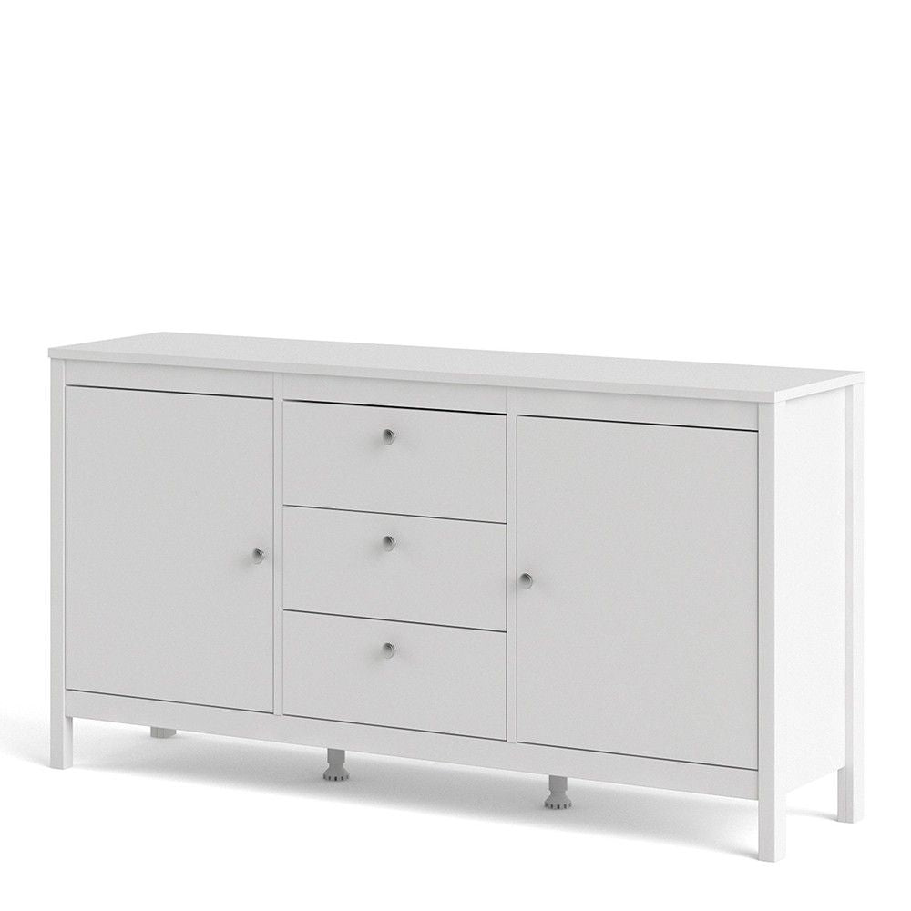 Modern Wide White 2 Door 3 Drawer Sideboard