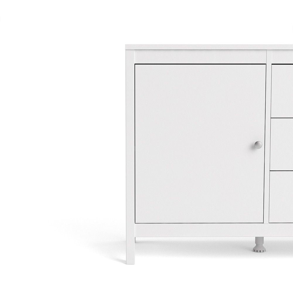 Modern Wide White 2 Door 3 Drawer Sideboard