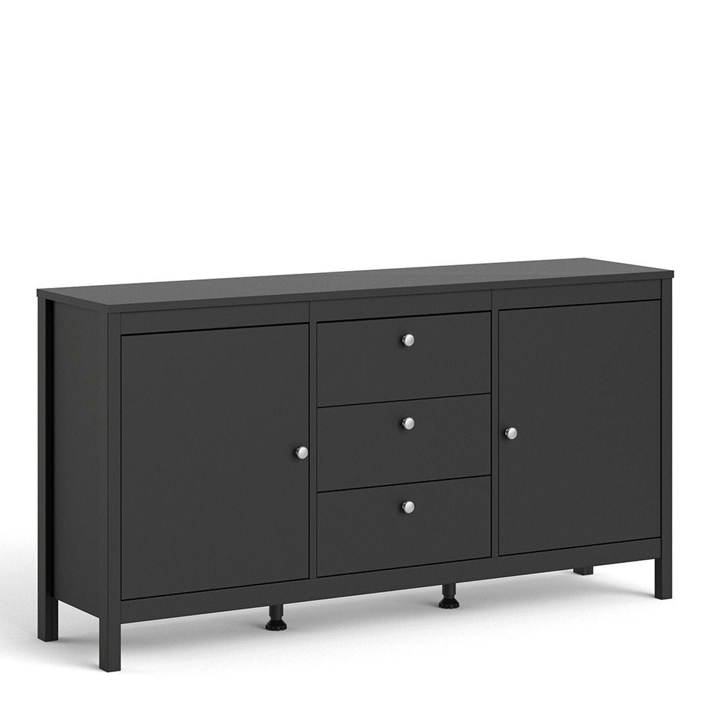 Matt Black 2 Door And 3 Drawer Sideboard