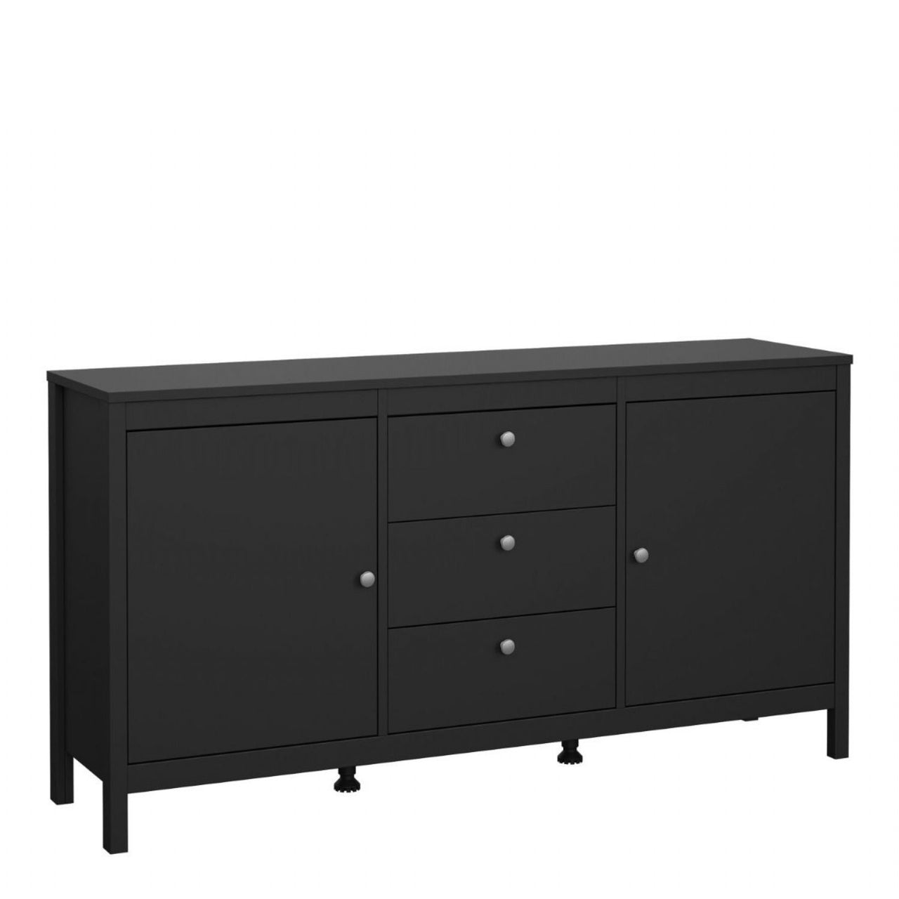 Matt Black 2 Door And 3 Drawer Sideboard