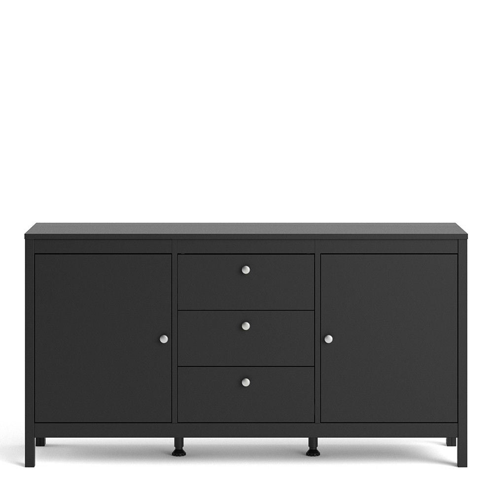 Matt Black 2 Door And 3 Drawer Sideboard