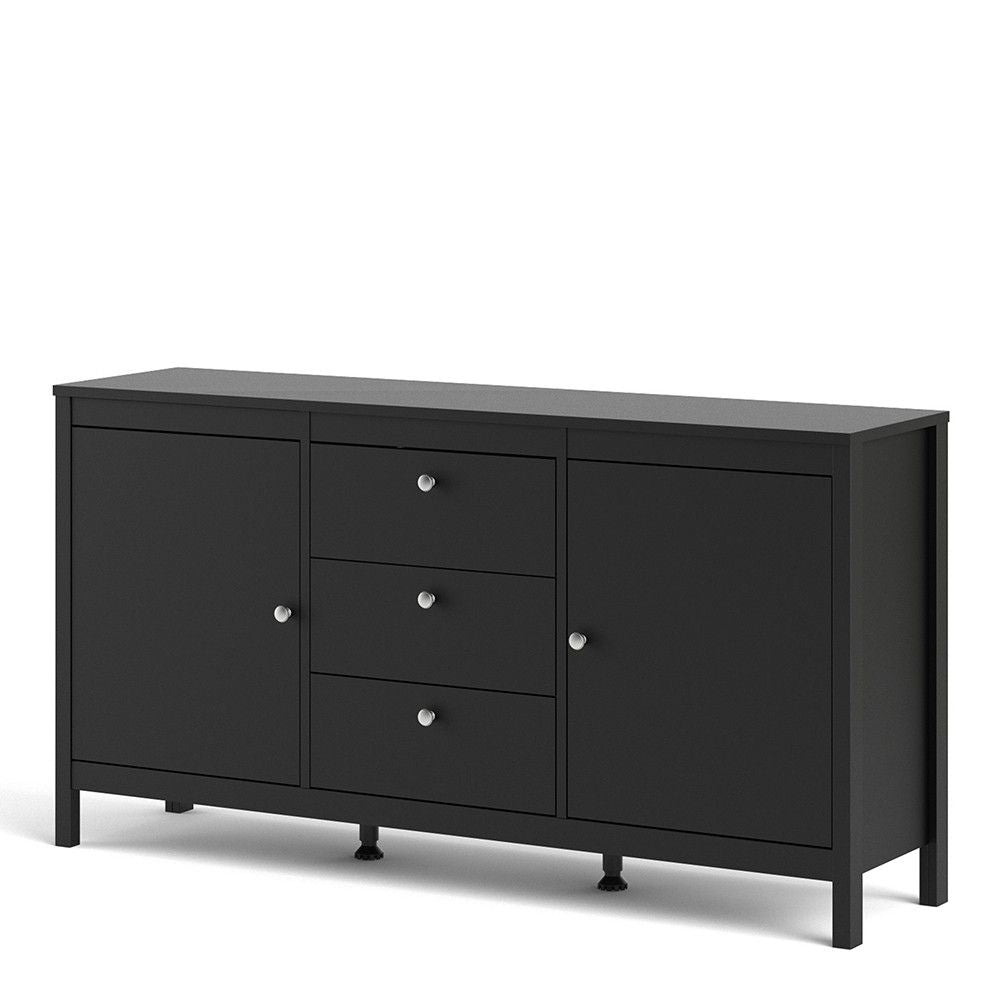 Matt Black 2 Door And 3 Drawer Sideboard