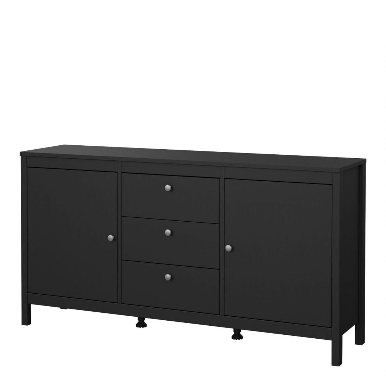 Matt Black 2 Door And 3 Drawer Sideboard