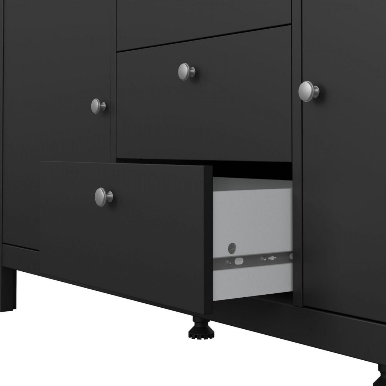 Matt Black 2 Door And 3 Drawer Sideboard