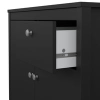 Thumbnail for Matt Black 2 Door 1 Drawer Sideboard With Metal Knobs