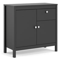 Thumbnail for Matt Black 2 Door 1 Drawer Sideboard With Metal Knobs