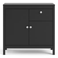 Thumbnail for Matt Black 2 Door 1 Drawer Sideboard With Metal Knobs