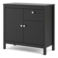 Thumbnail for Matt Black 2 Door 1 Drawer Sideboard With Metal Knobs