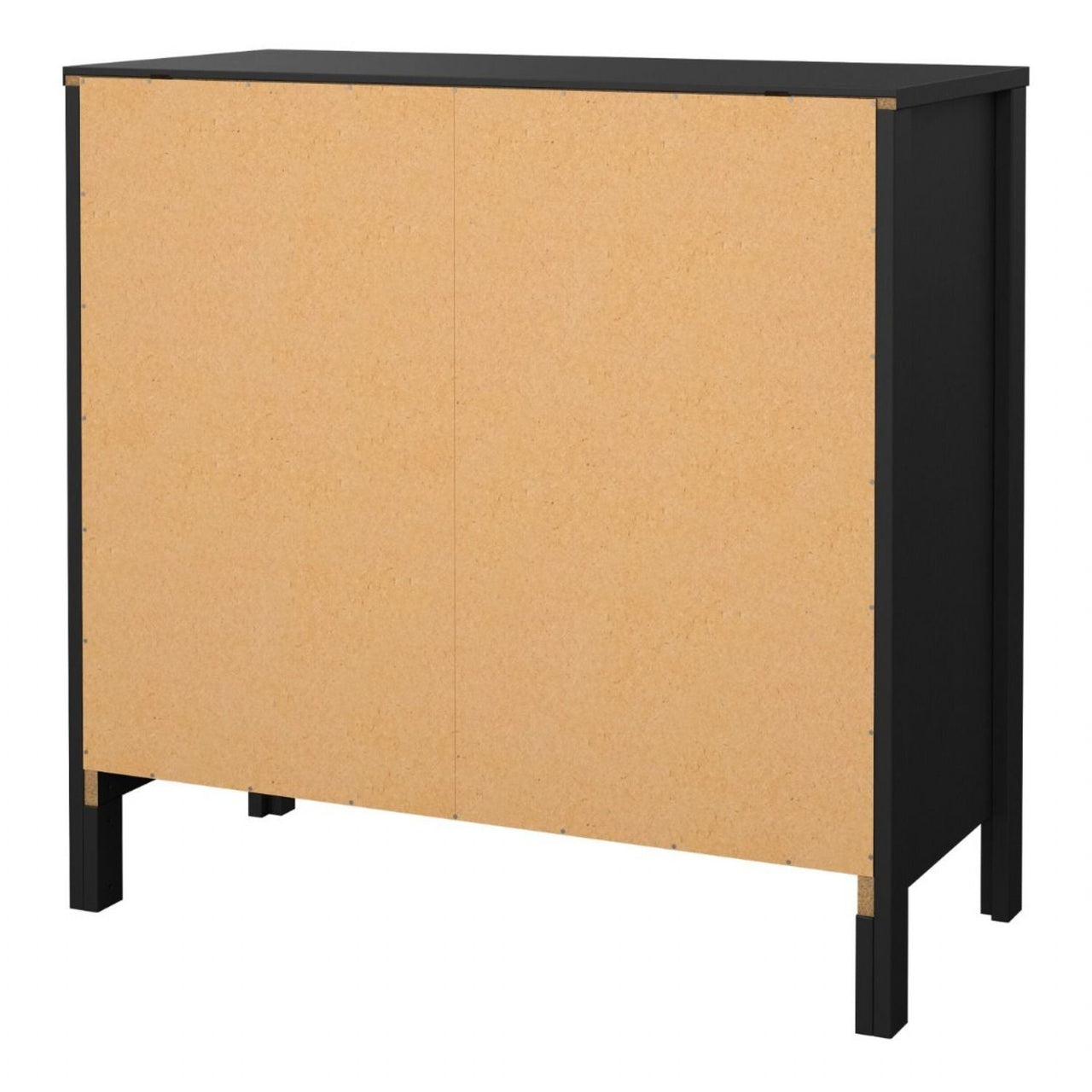 Matt Black 2 Door 1 Drawer Sideboard With Metal Knobs