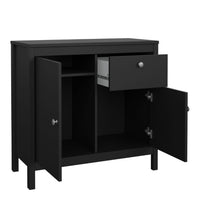 Thumbnail for Matt Black 2 Door 1 Drawer Sideboard With Metal Knobs