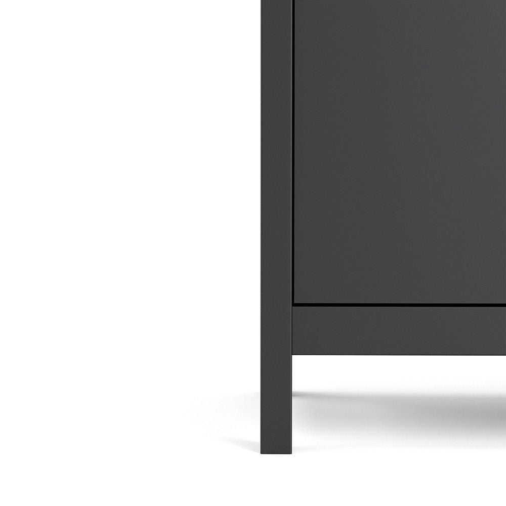 Matt Black 2 Door 1 Drawer Sideboard With Metal Knobs