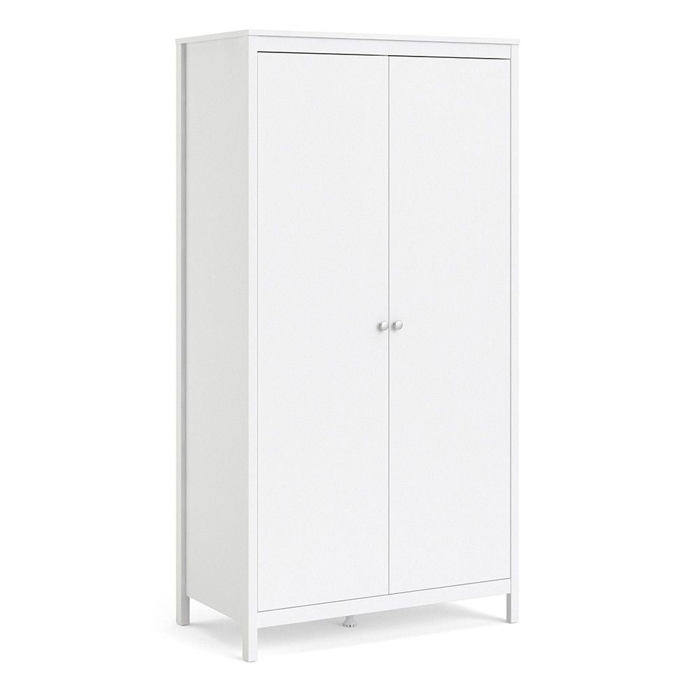 Large White 199cm Tall 2 Door Double Wardrobe Modern