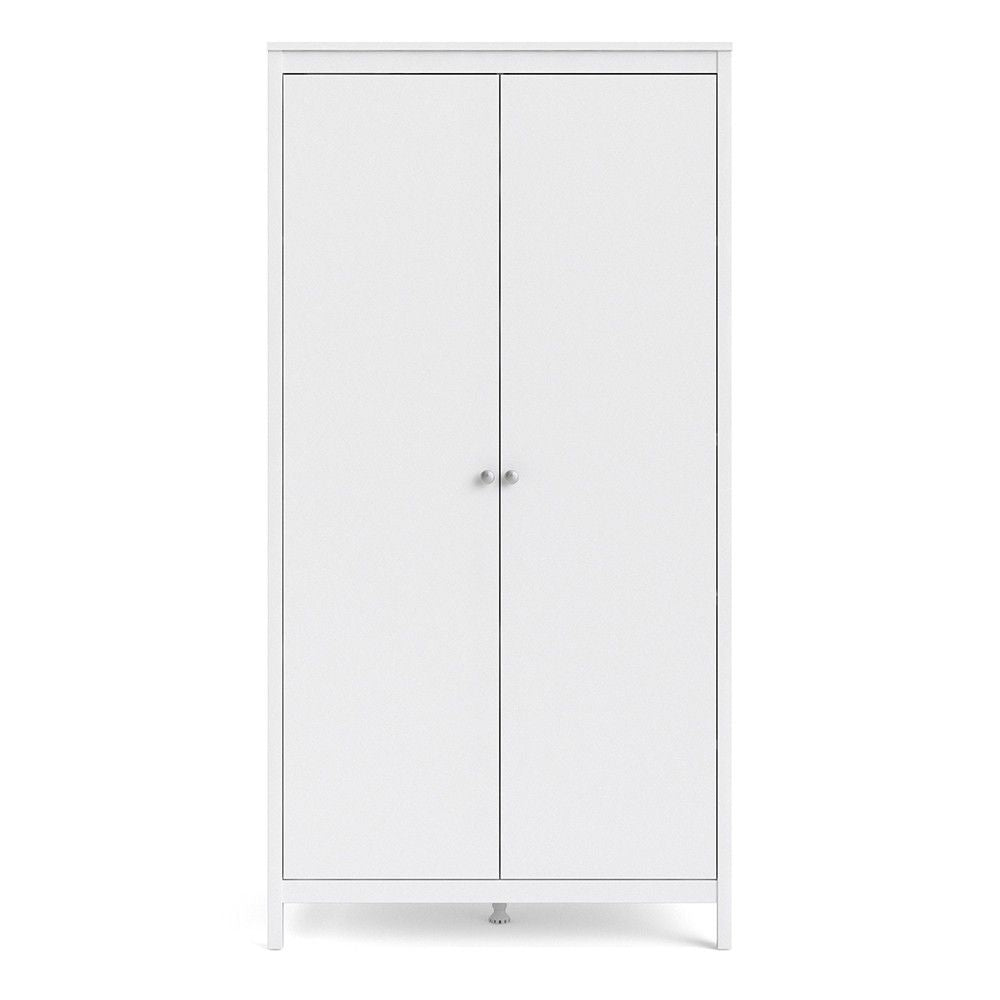 Large White 199cm Tall 2 Door Double Wardrobe Modern