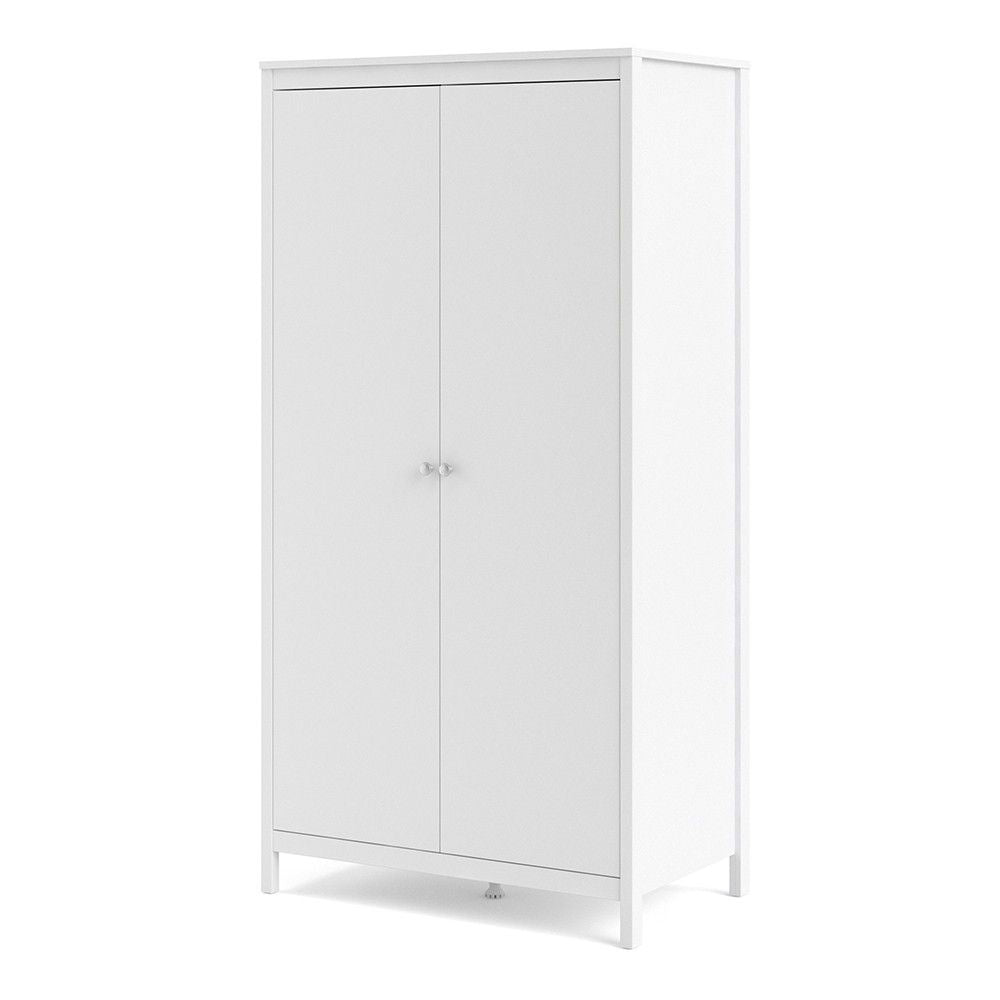 Large White 199cm Tall 2 Door Double Wardrobe Modern