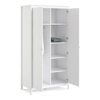 Thumbnail for Large White 199cm Tall 2 Door Double Wardrobe Modern