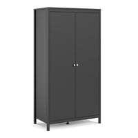 Thumbnail for Traditional Matt Black 2 Door Wardrobe With Metal Round Handles