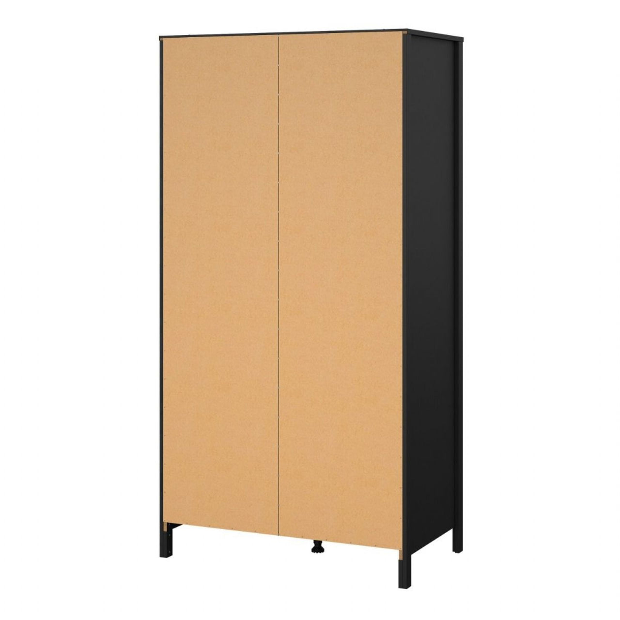 Traditional Matt Black 2 Door Wardrobe With Metal Round Handles