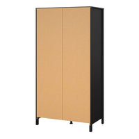 Thumbnail for Traditional Matt Black 2 Door Wardrobe With Metal Round Handles