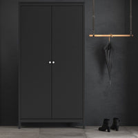 Thumbnail for Traditional Matt Black 2 Door Wardrobe With Metal Round Handles