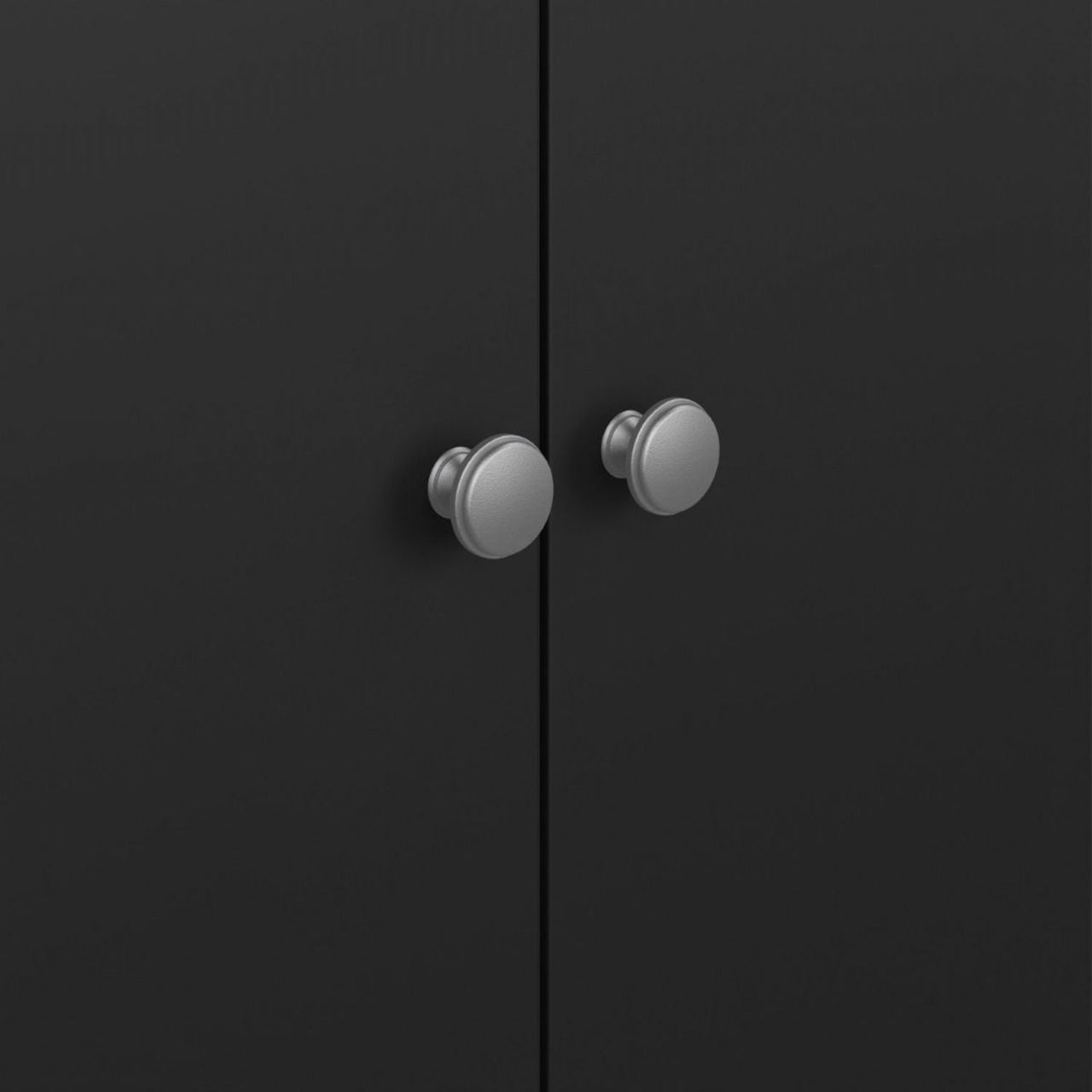 Traditional Matt Black 2 Door Wardrobe With Metal Round Handles