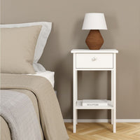 Thumbnail for Madrid Bedside Table with 1 Drawer in White