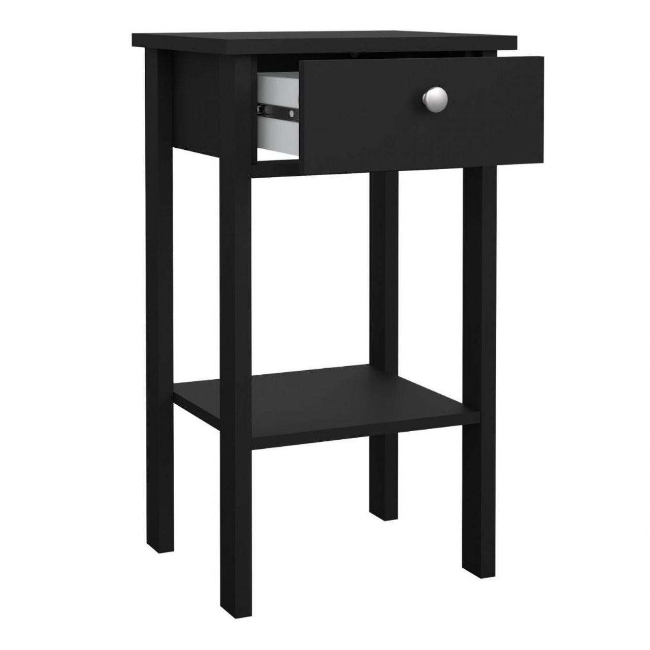 Madrid Bedside Table with 1 Drawer in Matt Black