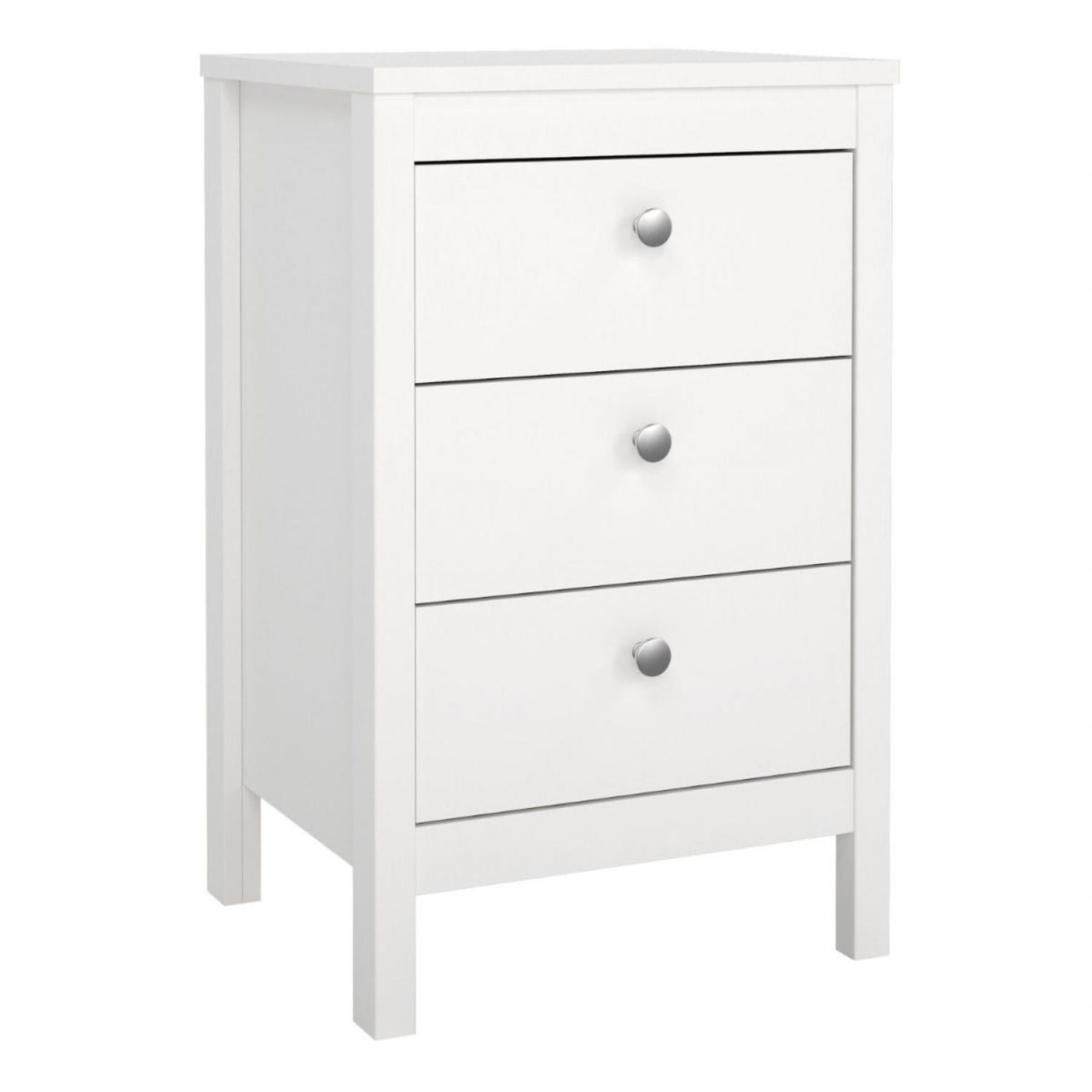 Madrid Bedside Table 3 Drawers in White