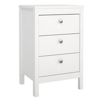 Thumbnail for Madrid Bedside Table 3 Drawers in White