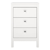 Thumbnail for Madrid Bedside Table 3 Drawers in White