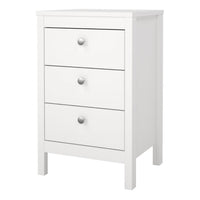 Thumbnail for Madrid Bedside Table 3 Drawers in White