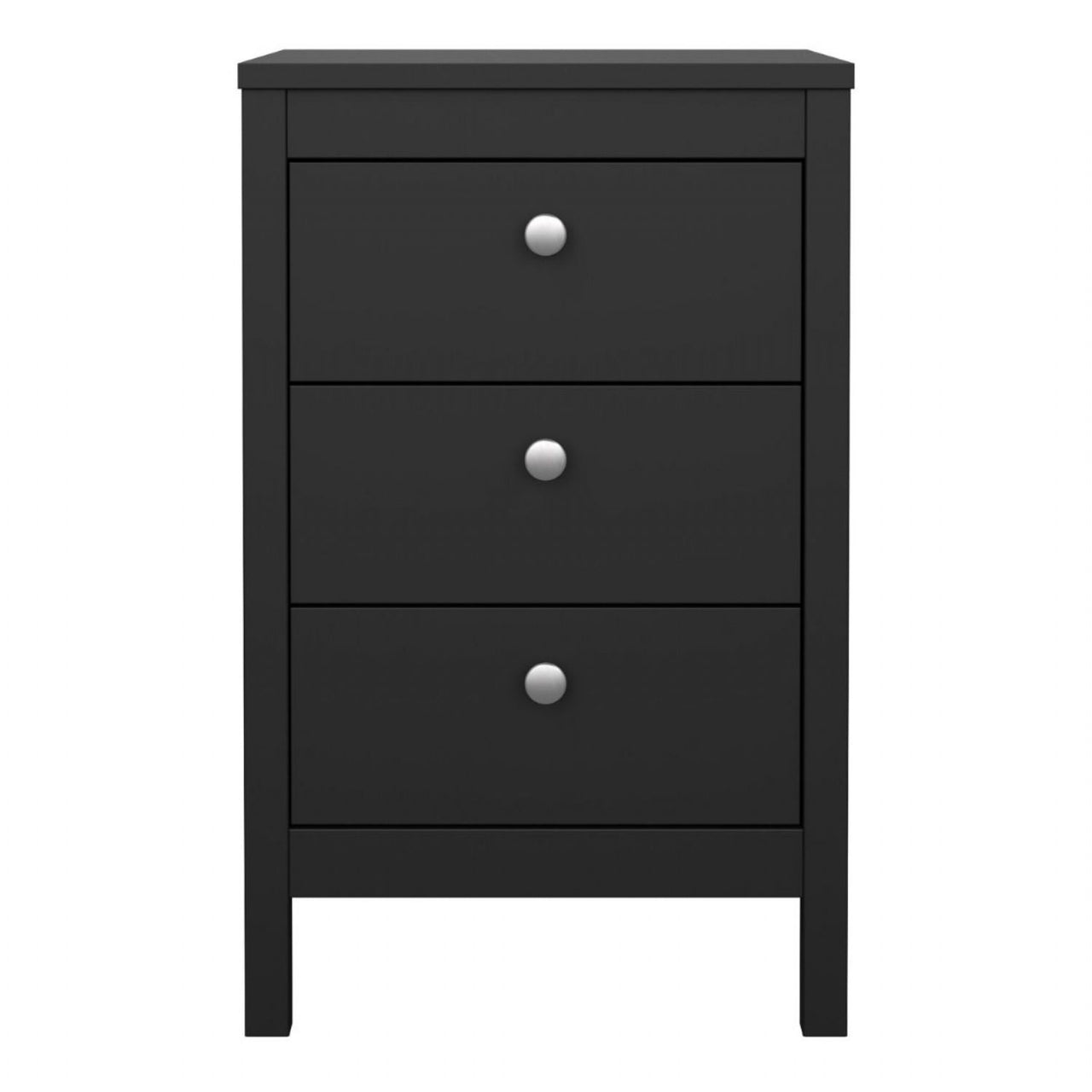 Madrid Bedside Table 3 Drawers in Matt Black