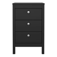 Thumbnail for Madrid Bedside Table 3 Drawers in Matt Black