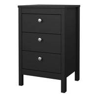 Thumbnail for Madrid Bedside Table 3 Drawers in Matt Black