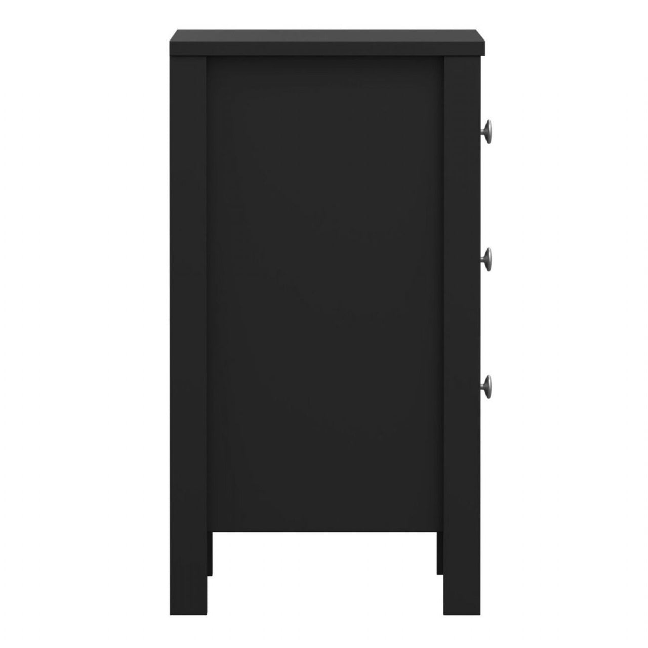 Madrid Bedside Table 3 Drawers in Matt Black