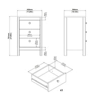 Thumbnail for Madrid Bedside Table 3 Drawers in Jackson Hickory Oak