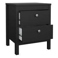 Thumbnail for Madrid Package Bedside Table 2 drawers + Chest 3+2 drawer + Wardrobe with 2 doors in Matt Black