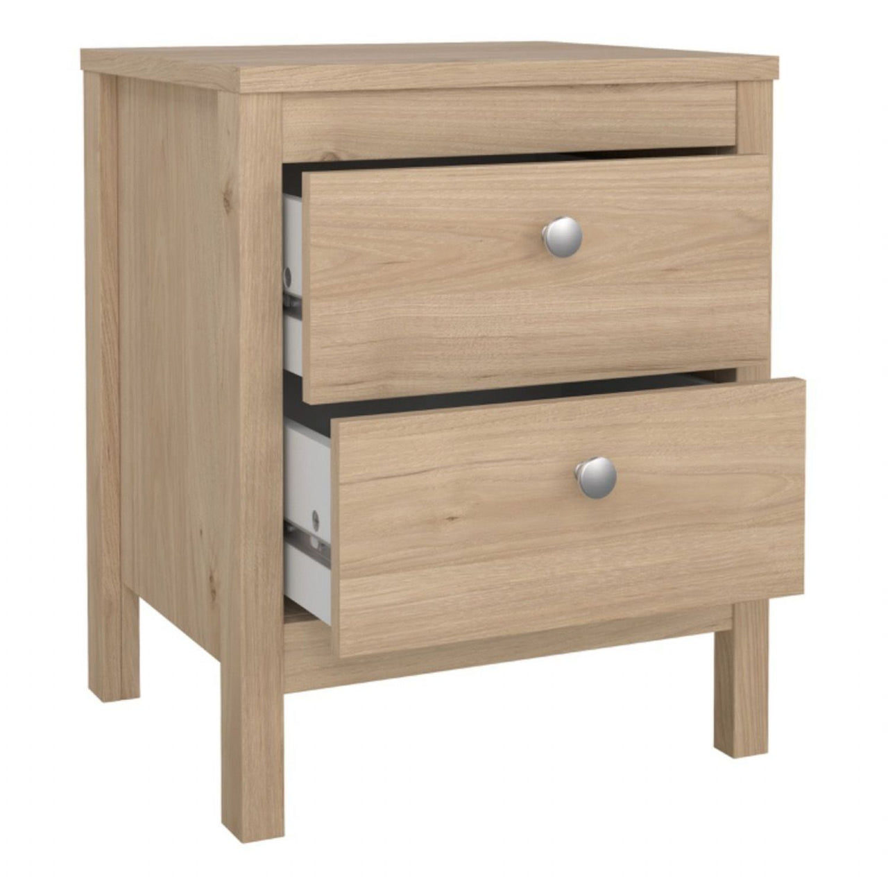 Madrid Package Bedside Table 2 Drawers + Chest 5 Drawer + 2 Door Wardrobe in Jackson Hickory Oak