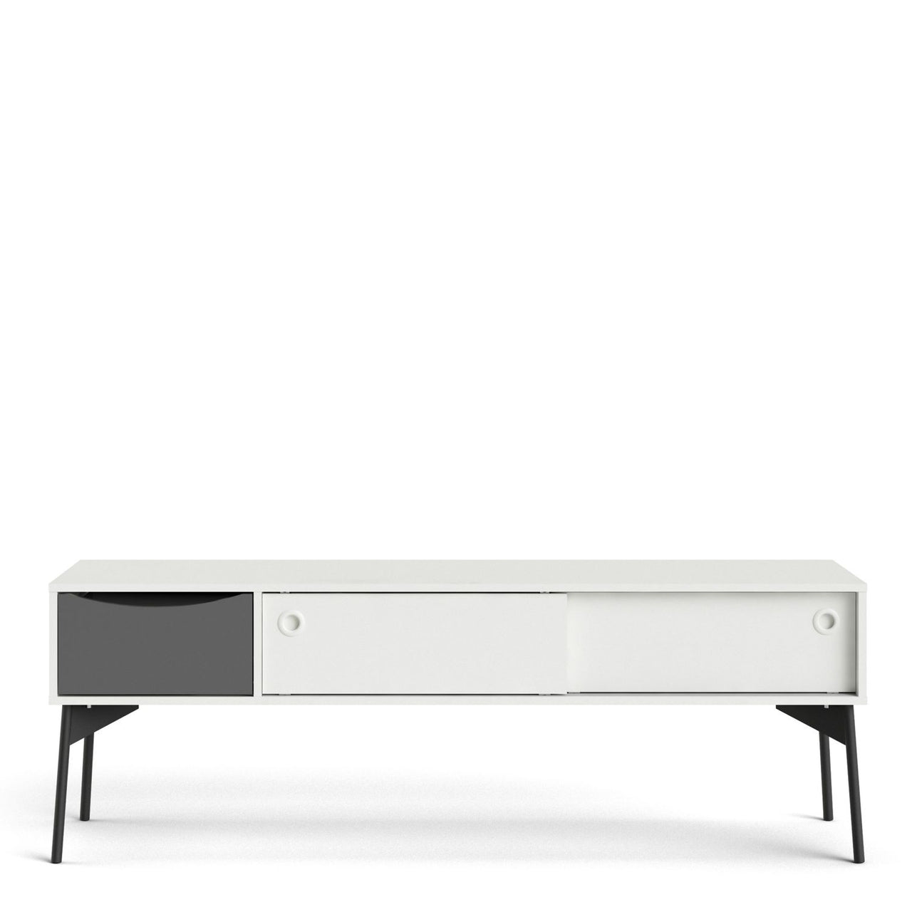 Fur TVUnit 2 sliding Doors + 1 Drawer in Grey and White