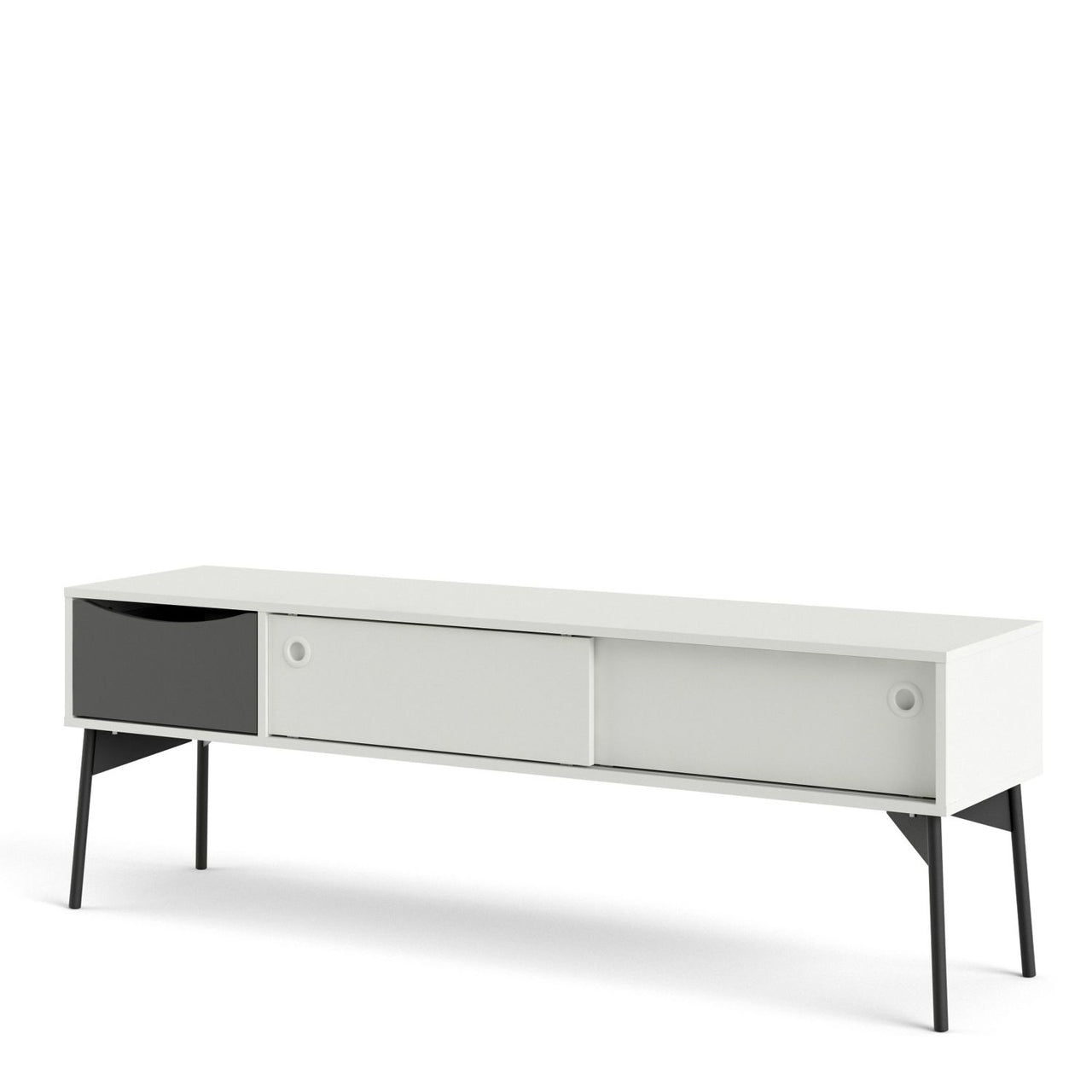 Fur TVUnit 2 sliding Doors + 1 Drawer in Grey and White