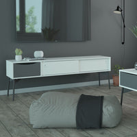 Thumbnail for Fur TVUnit 2 sliding Doors + 1 Drawer in Grey and White