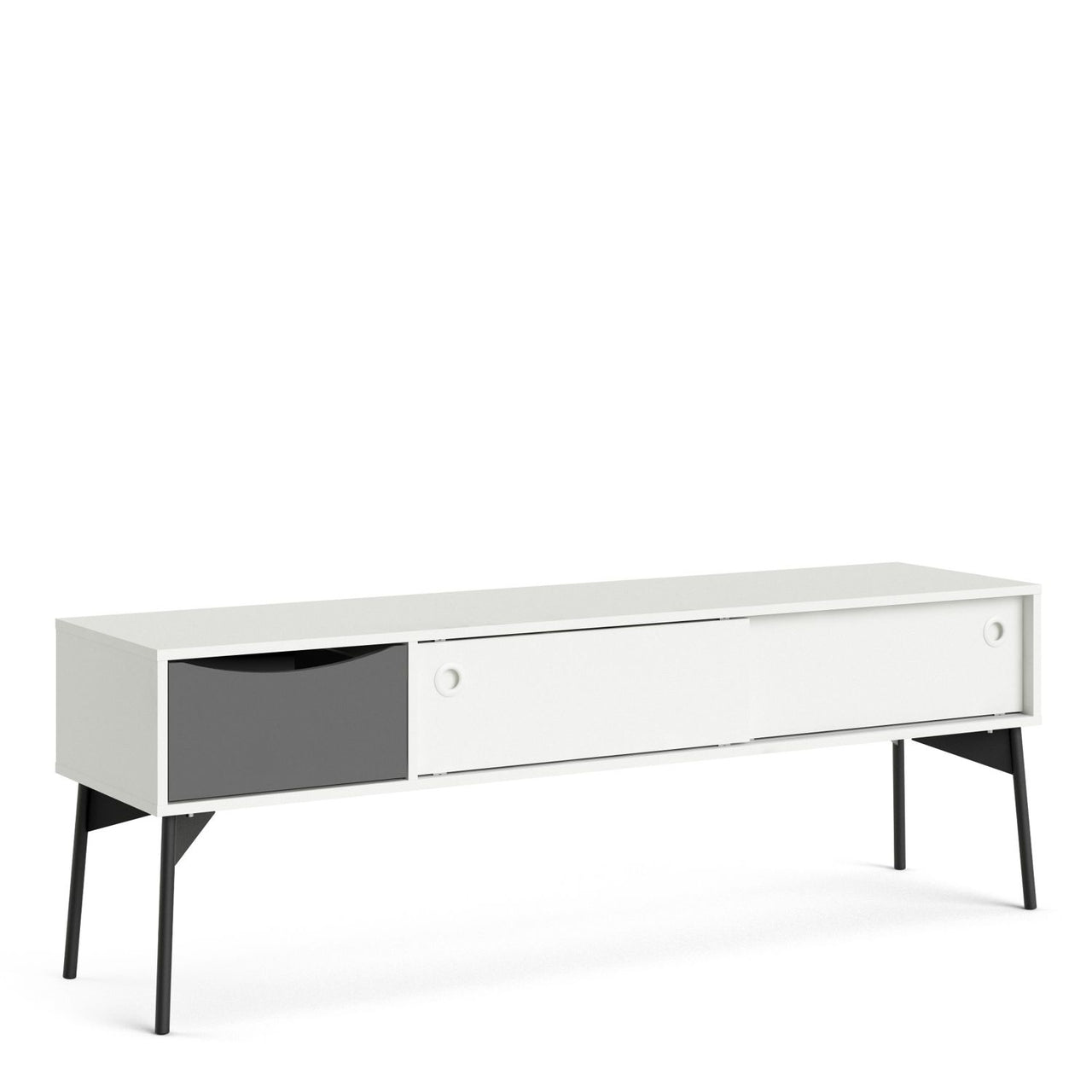 Fur TVUnit 2 sliding Doors + 1 Drawer in Grey and White