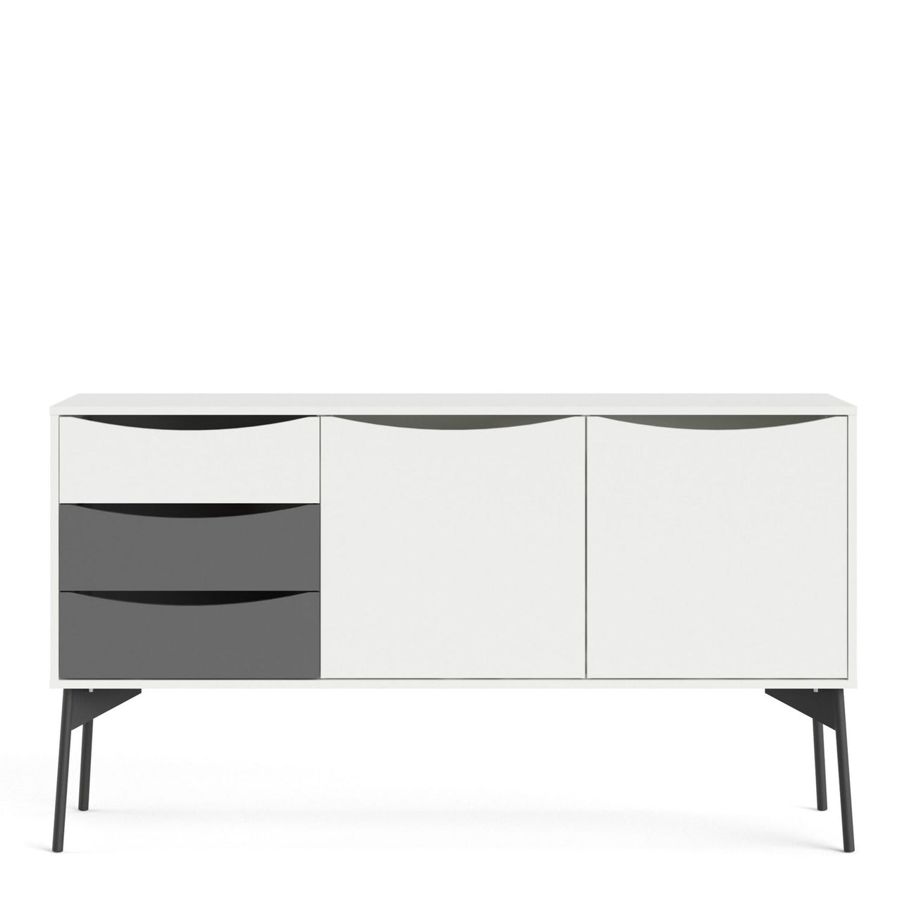 Fur Sideboard 2 Doors + 3 Drawers in Grey and White