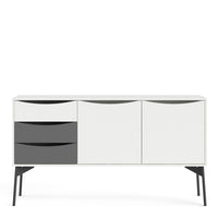 Thumbnail for Fur Sideboard 2 Doors + 3 Drawers in Grey and White