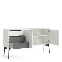 Thumbnail for Fur Sideboard 2 Doors + 3 Drawers in Grey and White